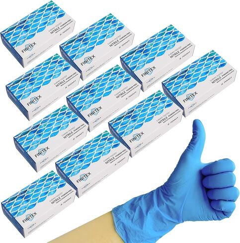 قفازات FINITEX Nitrile للفحص الطبي للاستعمال مرة واحدة، 4 مل خالية من المسحوق، خالية من اللاتكس، 1000 قطعة، قفازات تنظيف المنزل للطعام in Kuwait