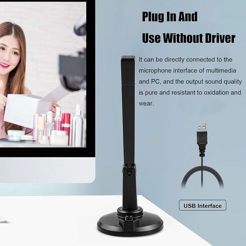 ميكروفون كمبيوتر USB، ميكروفون صغير لسطح المكتب ذو رقبة معقوفة رائع لسكايب ويوتيوب والألعاب مع الكمبيوتر المحمول ماك بوك in Kuwait