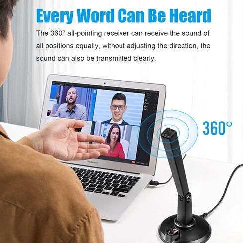 ميكروفون كمبيوتر USB، ميكروفون صغير لسطح المكتب ذو رقبة معقوفة رائع لسكايب ويوتيوب والألعاب مع الكمبيوتر المحمول ماك بوك in Kuwait
