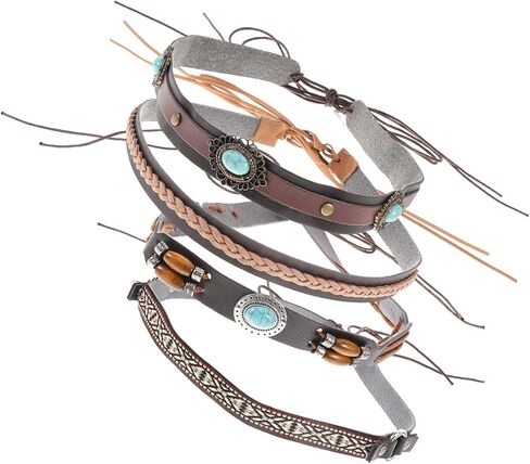 ريفي ديكور 4 قطعة قبعة الفرقة استبدال اليدوية العرقية الغربية قبعة أحزمة ل القش ورأى فيدورا قبعات بنما البلد ديكور in Kuwait