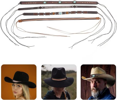 ريفي ديكور 4 قطعة قبعة الفرقة استبدال اليدوية العرقية الغربية قبعة أحزمة ل القش ورأى فيدورا قبعات بنما البلد ديكور in Kuwait