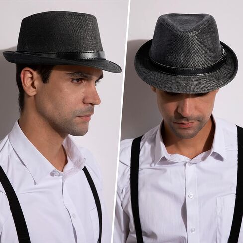 Simplicity Black Fedora Hat for Men and Straw Fedora Hats for Men/Women Black L/XL in Saudi Arabia