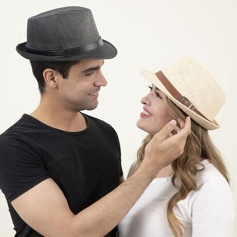 Simplicity Black Fedora Hat for Men and Straw Fedora Hats for Men/Women Black L/XL in Saudi Arabia