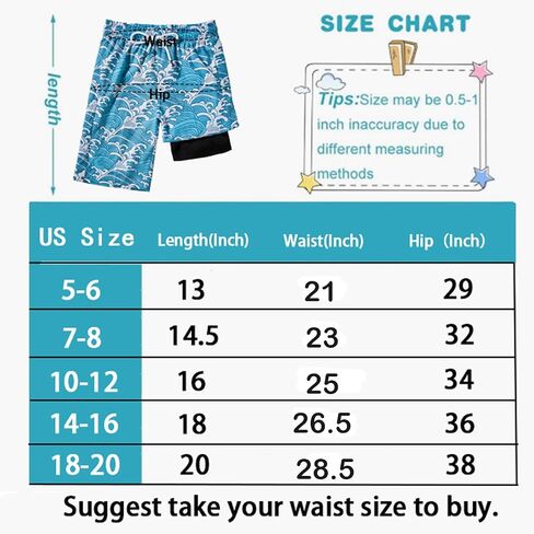 IRELIA 2 Pack Boys 2 in 1 Swim Trunks Boxer Brief Liner Compression Swimming Shorts Quick Dry Swimwear in Saudi Arabia