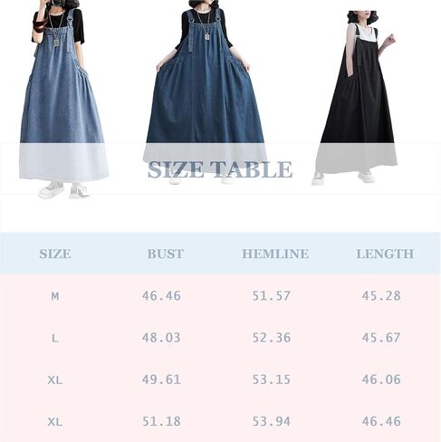 Denim Jumper Dress with Deep Pockets Maxi Length Loose Version Baggy Style Adjustable Straps Overall Dress in Saudi Arabia