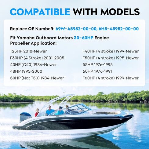 مروحة خارجية للقارب من الألومنيوم متوافقة مع محركات Yamaha Motors 40HP، 50HP، 60HP، قطر 11 3/8 بوصة × 12 درجة، 13 مروحة خارجية للقارب ذو أسنان بديلة لـ 69W-45952-00-00، 3 شفرات، RH in Kuwait