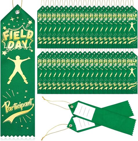 Kisston 100 Pcs Field Day Participant Ribbons Award Ribbon Prize Ribbons Winner Recognition Ribbons with Card and String for Competition Sports Event Contest Prize Ornaments in Saudi Arabia