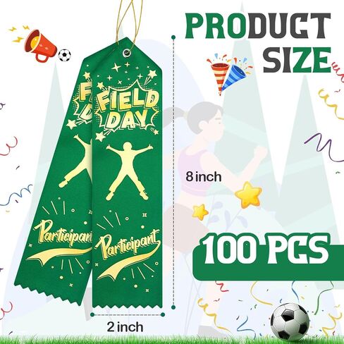 Kisston 100 Pcs Field Day Participant Ribbons Award Ribbon Prize Ribbons Winner Recognition Ribbons with Card and String for Competition Sports Event Contest Prize Ornaments in Saudi Arabia