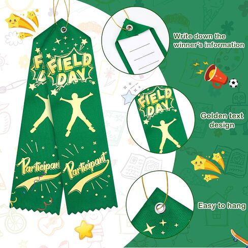 Kisston 100 Pcs Field Day Participant Ribbons Award Ribbon Prize Ribbons Winner Recognition Ribbons with Card and String for Competition Sports Event Contest Prize Ornaments in Saudi Arabia
