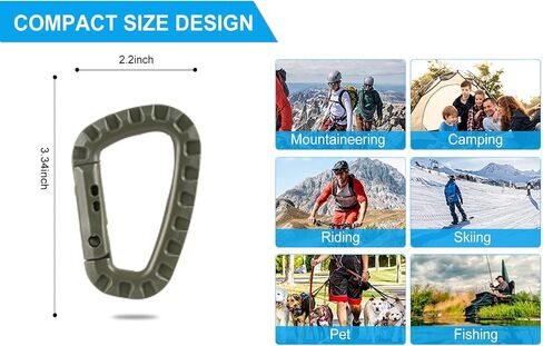 12 Pack Tactical Carabiners Keychain D Rings Spring Snap Gear Clip Utility Hooks Backpack Hanging Buckle Travelling for Camping in Kuwait