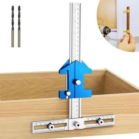 أداة تهزهز أجهزة الخزانة ومسطرة زاوية النجارة مع توقف منزلق 45 درجة و60 درجة، أداة تهزهز بمقبض خزانة قابلة للتعديل، دليل حفر لتحديد موقع الثقب لتركيب مقبض درج الباب والسحب in Kuwait