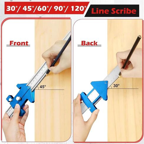 أداة تهزهز أجهزة الخزانة ومسطرة زاوية النجارة مع توقف منزلق 45 درجة و60 درجة، أداة تهزهز بمقبض خزانة قابلة للتعديل، دليل حفر لتحديد موقع الثقب لتركيب مقبض درج الباب والسحب in Kuwait