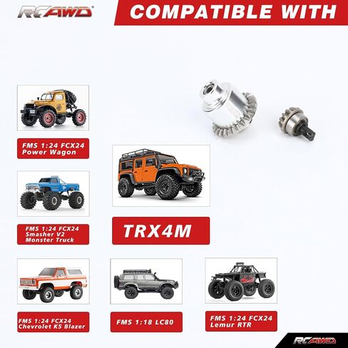 RCAWD 100% Durability Upgrades Differential Transmissions Set & Main Input Gears for TRX4M FMS FCX24 Power Wagon, Smasher,Lemur, K5 Blazer & FCX18 LC80 Land Cruiser 80 1/24 1/18 Part Red in Saudi Arabia