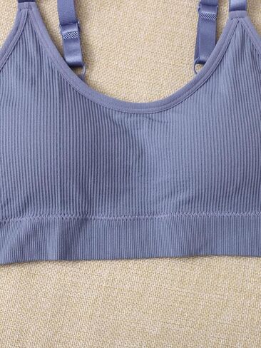 OYOANGLE Women's 4 Pieces Ribbed Knit Spaghetti Strap Sports Bra Longline Medium Support Yoga Bras Padded Camisole Top in Saudi Arabia