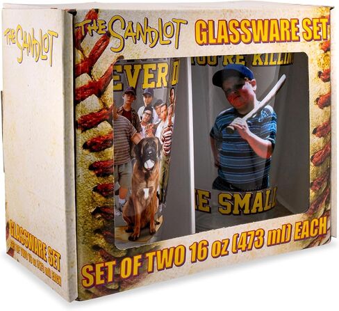 نظارات Sandlot Legends and Smalls Pint، مجموعة من 2 | قدح البيرة للمشروبات الكحولية ومشروبات الحانة | كل منها يحمل 16 أونصة in Saudi Arabia