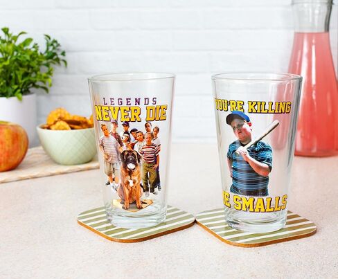 نظارات Sandlot Legends and Smalls Pint، مجموعة من 2 | قدح البيرة للمشروبات الكحولية ومشروبات الحانة | كل منها يحمل 16 أونصة in Saudi Arabia