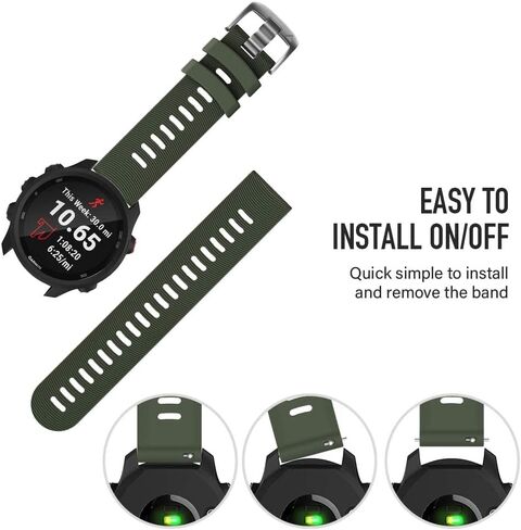 سوار بديل ABELTA 20 ملم لساعة Garmin Forerunner 245 Band/Forerunner 55 Band/Galaxy Watch 5 Pro (أخضر جيشي) in Kuwait