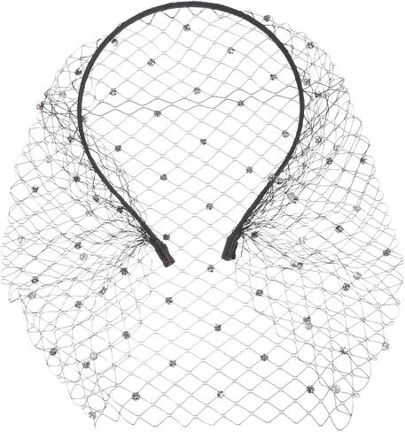 Beaupretty Rhinestone Mesh Veil Headband Vintage Veil Hair Hoop Bridal Wedding Tea Party Mesh Headdress for Women Girls (White) in Saudi Arabia