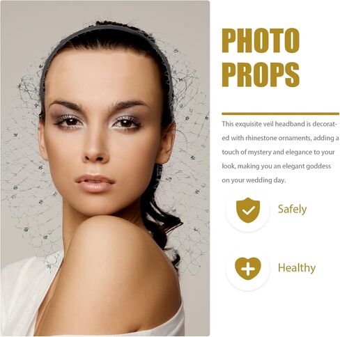 Beaupretty Rhinestone Mesh Veil Headband Vintage Veil Hair Hoop Bridal Wedding Tea Party Mesh Headdress for Women Girls (White) in Saudi Arabia