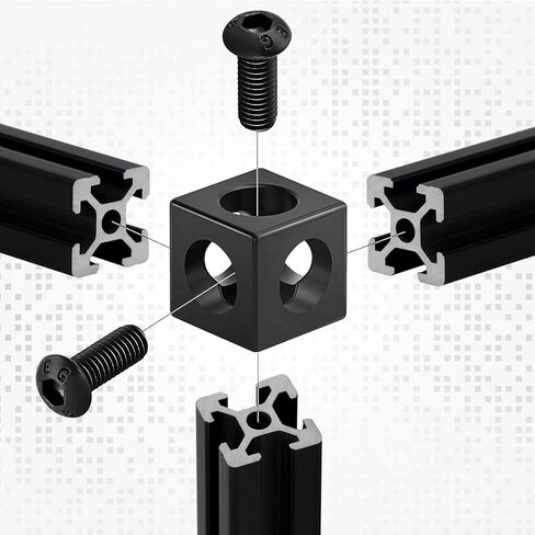 ترقية 8 قطع مكعب دعامة زاوية من سلسلة 2020 باللون الأسود (20 × 20 × 20 مم)، تتضمن 24 قطعة M5 ومسامير M6 وصواميل انزلاقية، 1 قطعة صنبور M6، 1 قطعة مفتاح ربط 3 مم و4 مم للفتحة 6 مم 20S ملحقات قضبان الألومنيوم in Kuwait