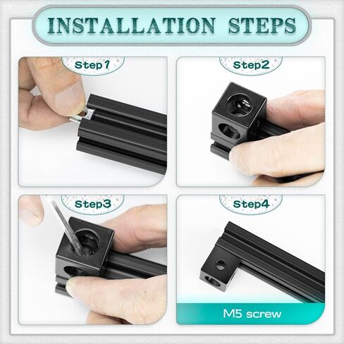 ترقية 8 قطع مكعب دعامة زاوية من سلسلة 2020 باللون الأسود (20 × 20 × 20 مم)، تتضمن 24 قطعة M5 ومسامير M6 وصواميل انزلاقية، 1 قطعة صنبور M6، 1 قطعة مفتاح ربط 3 مم و4 مم للفتحة 6 مم 20S ملحقات قضبان الألومنيوم in Kuwait