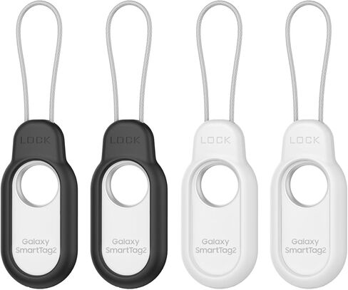 KPSIHRIO 4 عبوات Smart Tag 2 حافظة حامل آمنة مع كابل سلكي وملحقات مفتاح ألين متوافقة مع Samsung Galaxy SmartTag2، SmartTag 2 غطاء غطاء لمفتاح أمتعة الحيوانات الأليفة (أسود + أبيض) in Kuwait