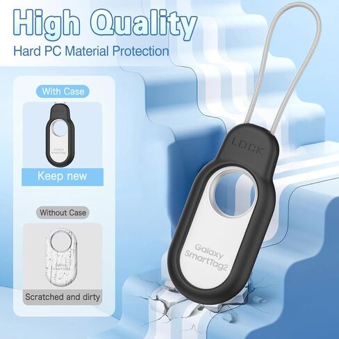 KPSIHRIO 4 عبوات Smart Tag 2 حافظة حامل آمنة مع كابل سلكي وملحقات مفتاح ألين متوافقة مع Samsung Galaxy SmartTag2، SmartTag 2 غطاء غطاء لمفتاح أمتعة الحيوانات الأليفة (أسود + أبيض) in Kuwait