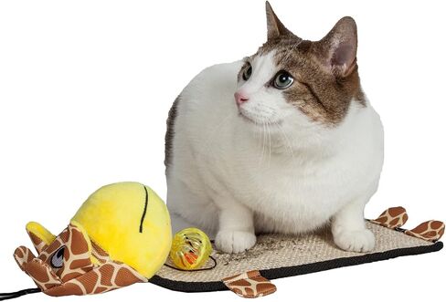 PET LIFE 'Paw-Pleasant' Hanging Sisal & Jute Carpet Kitty Cat Scratcher with Toy in Saudi Arabia