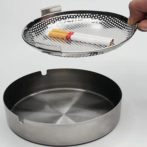 Outdoor Ashtrays for Cigarettes Patio with Filter Ash Tray Sets for Weed Metal Windproof Smokeless Large Ashtray for Home,Office,Indoor,Parties in Kuwait