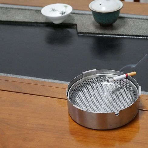 Outdoor Ashtrays for Cigarettes Patio with Filter Ash Tray Sets for Weed Metal Windproof Smokeless Large Ashtray for Home,Office,Indoor,Parties in Kuwait