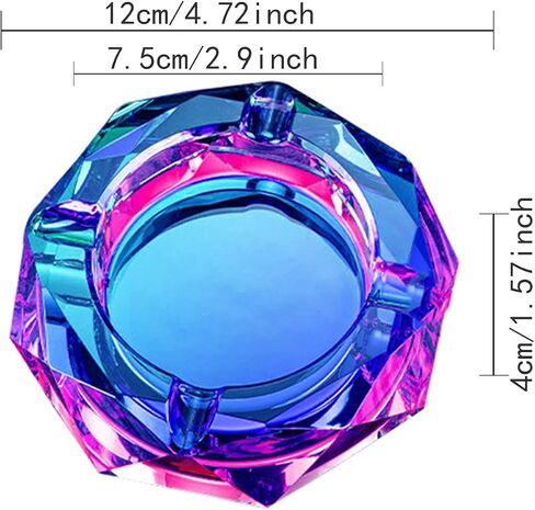 Crystal Ashtray, Crystal Outdoors Indoors Cigarette Ashtray Ash Tray Holder for Home Office Tabletop Decoration, Gift Ashtray, Beautiful Decoration Craft, Blue in Saudi Arabia