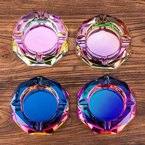 Crystal Ashtray, Crystal Outdoors Indoors Cigarette Ashtray Ash Tray Holder for Home Office Tabletop Decoration, Gift Ashtray, Beautiful Decoration Craft, Blue in Saudi Arabia