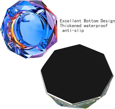 Crystal Ashtray, Crystal Outdoors Indoors Cigarette Ashtray Ash Tray Holder for Home Office Tabletop Decoration, Gift Ashtray, Beautiful Decoration Craft, Blue in Saudi Arabia