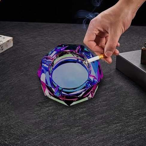 Crystal Ashtray, Crystal Outdoors Indoors Cigarette Ashtray Ash Tray Holder for Home Office Tabletop Decoration, Gift Ashtray, Beautiful Decoration Craft, Blue in Saudi Arabia
