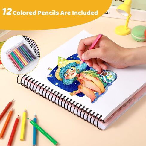 Bibiage Sketch Book for Kids Ages 6 7 8 9 10 11 12, 9 x 9 Inch Spiral Drawing Pad for Kids to Write Stories, Hardcover Sketch Pad Kit Gift for Boys and Girls 6-8 in Saudi Arabia