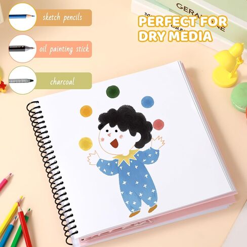 Bibiage Sketch Book for Kids Ages 6 7 8 9 10 11 12, 9 x 9 Inch Spiral Drawing Pad for Kids to Write Stories, Hardcover Sketch Pad Kit Gift for Boys and Girls 6-8 in Saudi Arabia
