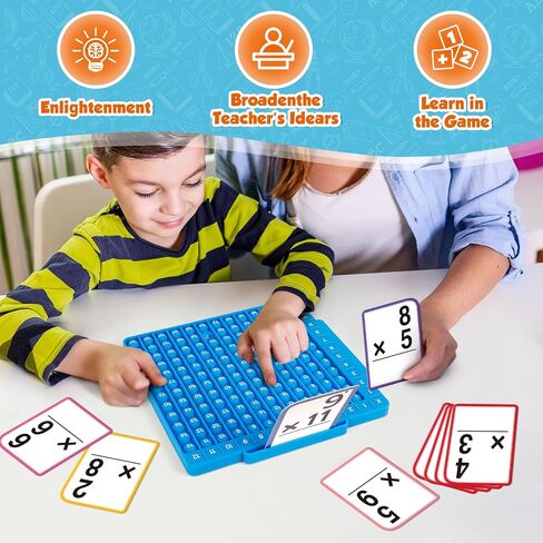 بطاقات فلاش الضرب + لوحة الرياضيات، بطاقات فلاش الرياضيات، ألعاب الرياضيات للأطفال الذين تتراوح أعمارهم بين 6-12 عامًا، بطاقات تعليمية للجدول الزمني الثالث والرابع والخامس والسادس in Kuwait