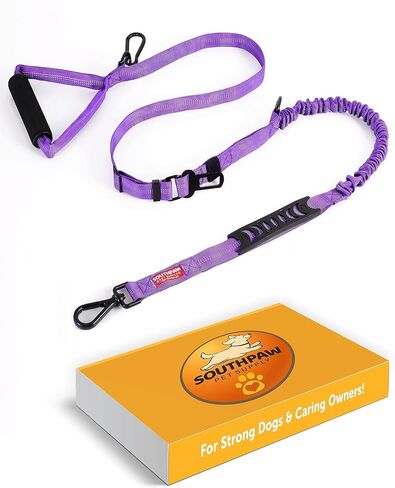 Shock Absorbing Bungee Dog Leash 4-7 ft. with Seatbelt Buckle and Comfortable Padded Handle, Reflective Extendable Heavy Duty Stretchy Tactical Dog Leash for Large Dogs That Pull (Purple) in Kuwait