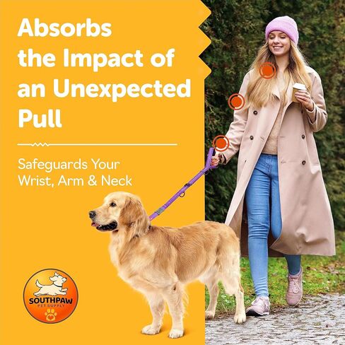 Shock Absorbing Bungee Dog Leash 4-7 ft. with Seatbelt Buckle and Comfortable Padded Handle, Reflective Extendable Heavy Duty Stretchy Tactical Dog Leash for Large Dogs That Pull (Purple) in Kuwait