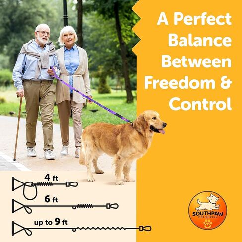 Shock Absorbing Bungee Dog Leash 4-7 ft. with Seatbelt Buckle and Comfortable Padded Handle, Reflective Extendable Heavy Duty Stretchy Tactical Dog Leash for Large Dogs That Pull (Purple) in Kuwait