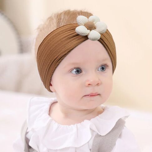 CÉLLOT 5 Pcs Baby Flower Headband, Baby Girls Nylon Headbands Super Stretchy Soft Headbands Baby Girl Accessories for Newborn Infant Toddler and Kids in Saudi Arabia