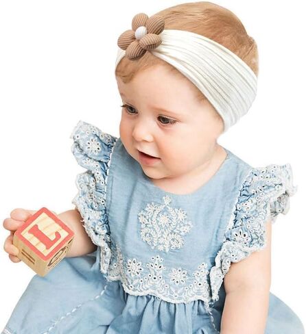 CÉLLOT 5 Pcs Baby Flower Headband, Baby Girls Nylon Headbands Super Stretchy Soft Headbands Baby Girl Accessories for Newborn Infant Toddler and Kids in Saudi Arabia