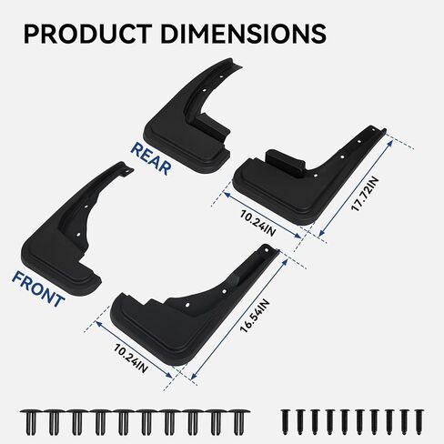 ARANA الطين اللوحات سبلاش الحرس لعام 2022 2023 فورد مافريك، لا الحفر القابلة للإزالة شاحنة OEM Mudflaps درابزين، جميع الأحوال الجوية الجبهة الخلفية حامي العجلة مجموعة من 4 in Kuwait