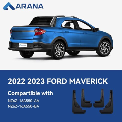 ARANA الطين اللوحات سبلاش الحرس لعام 2022 2023 فورد مافريك، لا الحفر القابلة للإزالة شاحنة OEM Mudflaps درابزين، جميع الأحوال الجوية الجبهة الخلفية حامي العجلة مجموعة من 4 in Kuwait