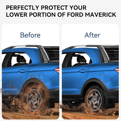 ARANA الطين اللوحات سبلاش الحرس لعام 2022 2023 فورد مافريك، لا الحفر القابلة للإزالة شاحنة OEM Mudflaps درابزين، جميع الأحوال الجوية الجبهة الخلفية حامي العجلة مجموعة من 4 in Kuwait