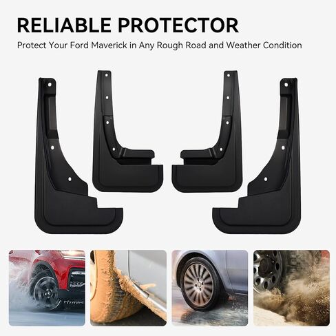 ARANA الطين اللوحات سبلاش الحرس لعام 2022 2023 فورد مافريك، لا الحفر القابلة للإزالة شاحنة OEM Mudflaps درابزين، جميع الأحوال الجوية الجبهة الخلفية حامي العجلة مجموعة من 4 in Kuwait