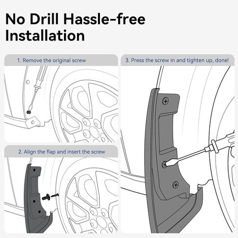 ARANA الطين اللوحات سبلاش الحرس لعام 2022 2023 فورد مافريك، لا الحفر القابلة للإزالة شاحنة OEM Mudflaps درابزين، جميع الأحوال الجوية الجبهة الخلفية حامي العجلة مجموعة من 4 in Kuwait