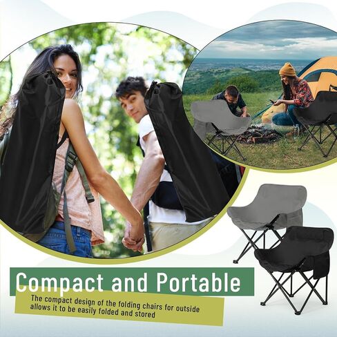 2 Pack Folding Camping Chairs Portable, Black, Solid Color in Saudi Arabia