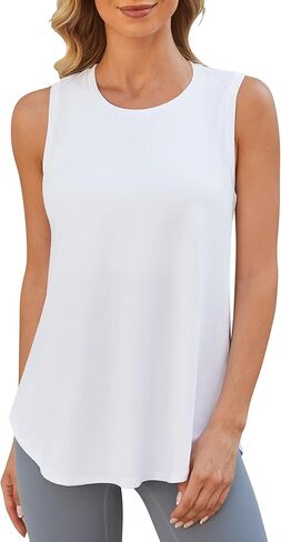 G4Free Lightweight Racerback Workout Tank Tops for Women High Neck Athletic Long Tanks Fast Dry Sleeveless Running Shirts in Kuwait