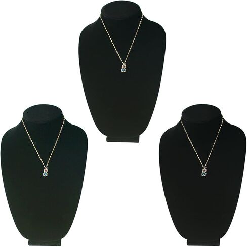 Julsky 3 قطعة/الحزمة قلادة ثلاثية الأبعاد عرض تمثال نصفي قلادة حامل لبيع منظم حامل مجوهرات مخملي أسود (أسود) in Kuwait